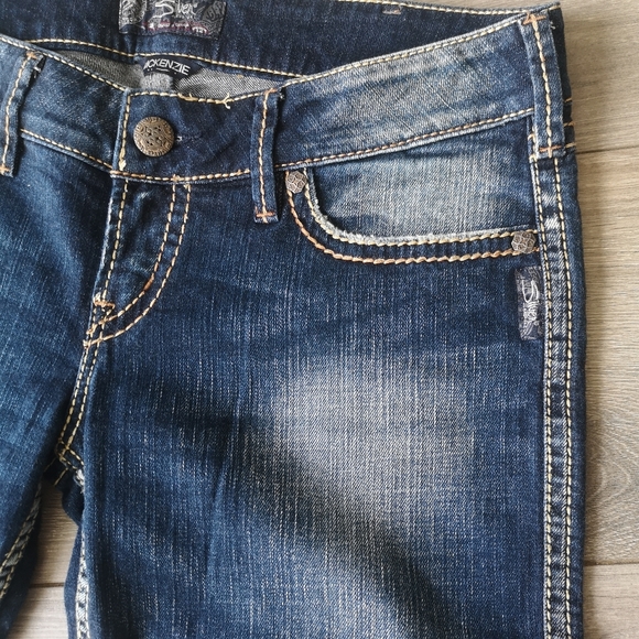 NEW! SILVER JEANS Womens Mckenzie Dark Wash Flap Embroidered Straight Leg Jeans - Picture 9 of 16